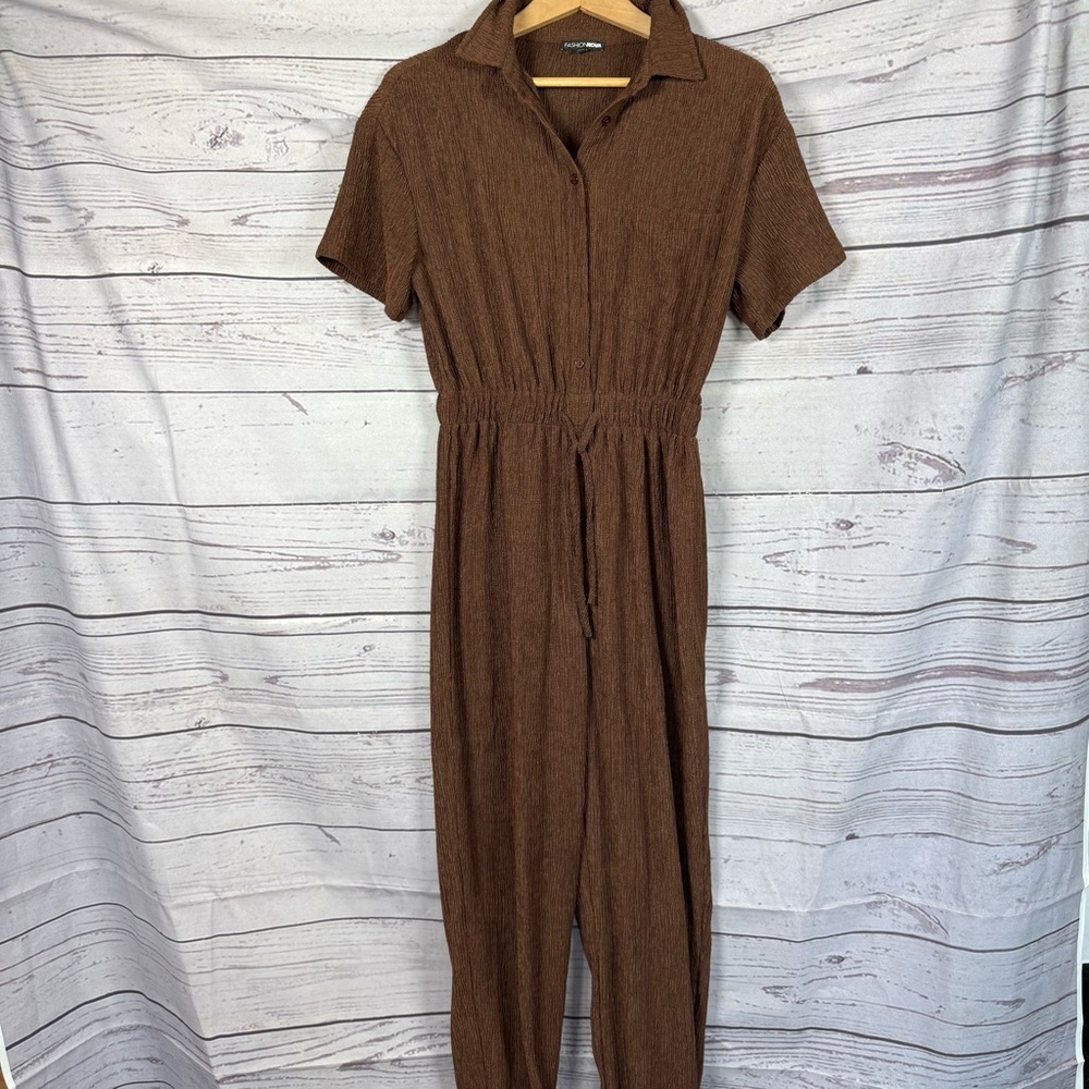 Fashion Nova Jumpsuit Size S Brown Short-Sleeve Jumpsuit